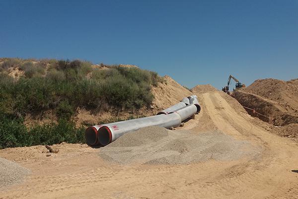 Prefabricados Delta fourni à la conduite en béton precontraint ame tole d’acier pour les Régantes Communautaires de Zaidin (Huesca)